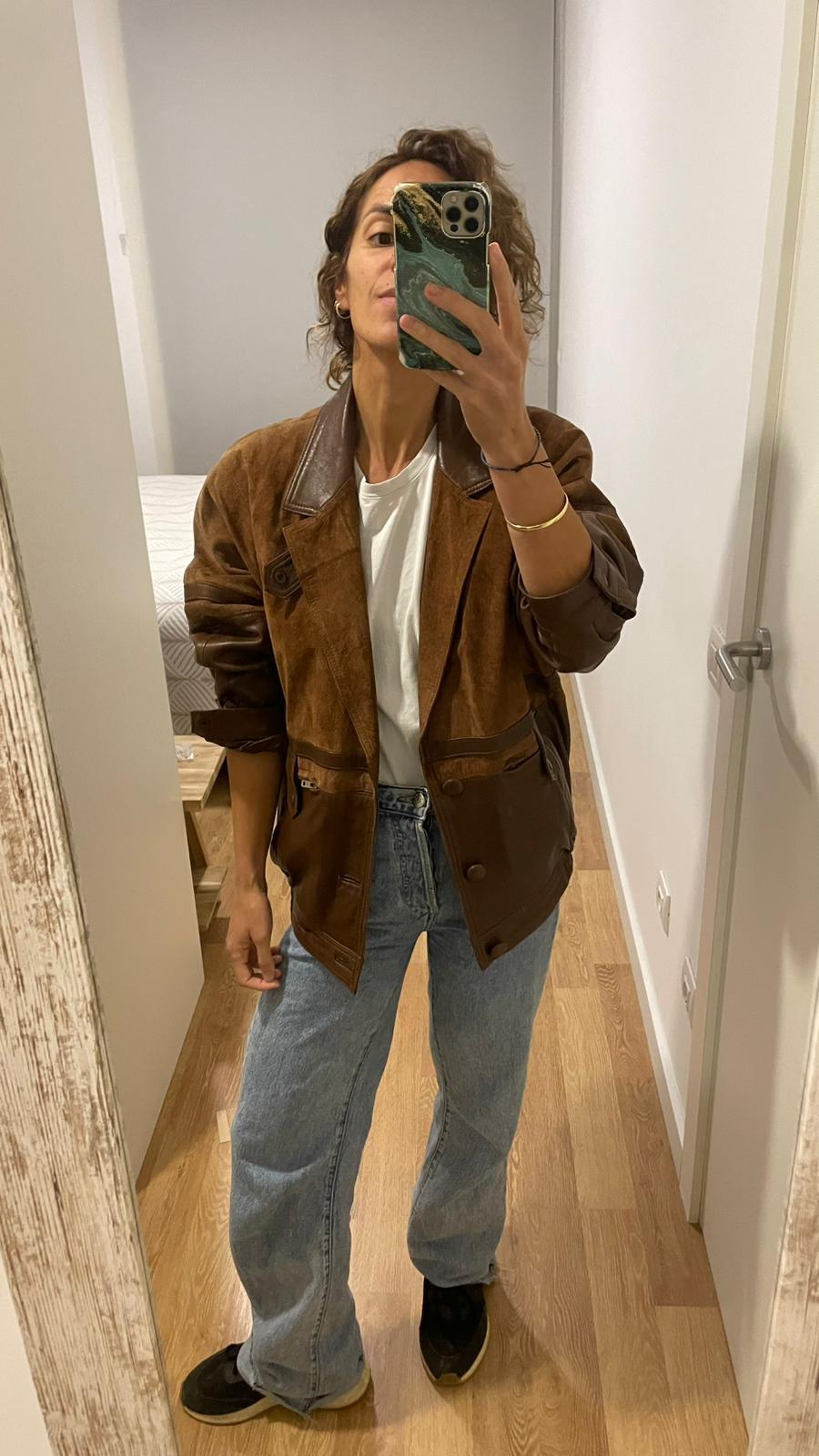 Chaqueta retro de cuero y ante- Brown Sugar